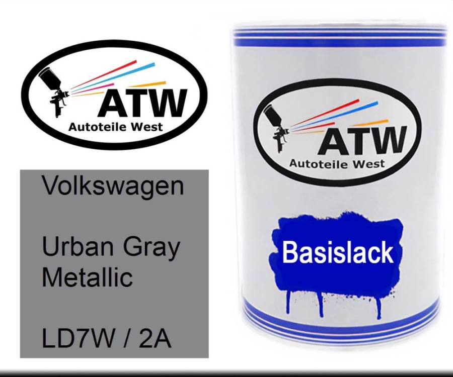 Volkswagen, Urban Gray Metallic, LD7W / 2A: 500ml Lackdose, von ATW Autoteile West.